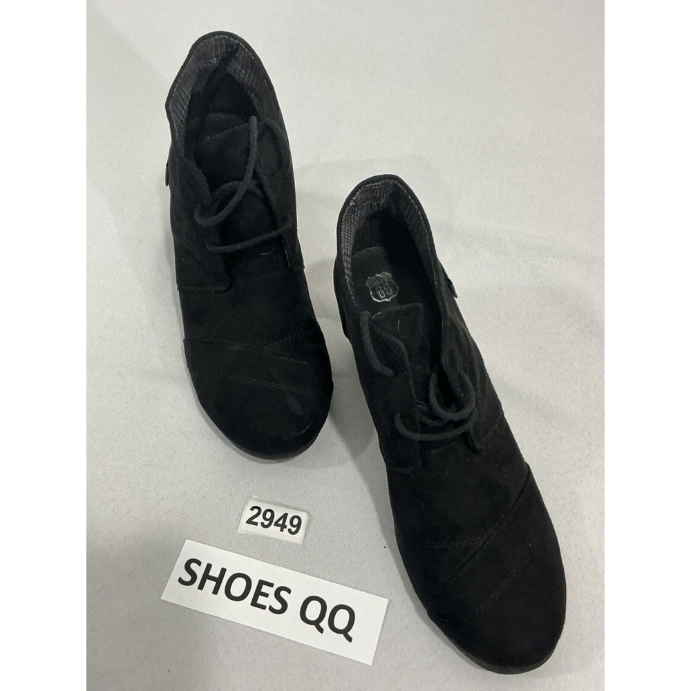 Womans Rt 66 Tadi 11 M Black Faux Suede Lace Up Wedge Booties NWOT